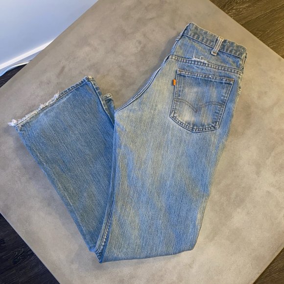 Orange Tab Vintage Levi's Bell Bottom Flare Jeans - Picture 2 of 6